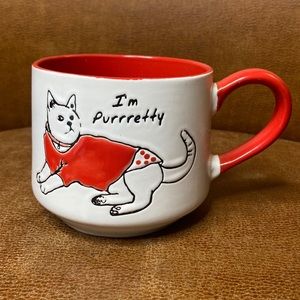 Spectrum Designz 2017 I'm Purrretty Cat White Red Oversized Coffee Tea Mug 169z